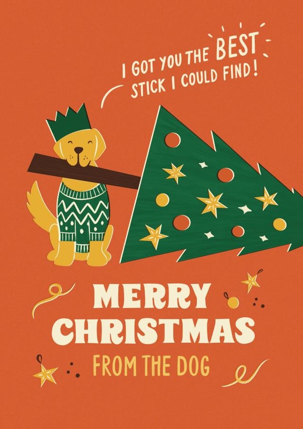 Cute and Funny Pet Dog Christmas Card - from the dog - for dog lovers and owners created by Bird & Co Studio
