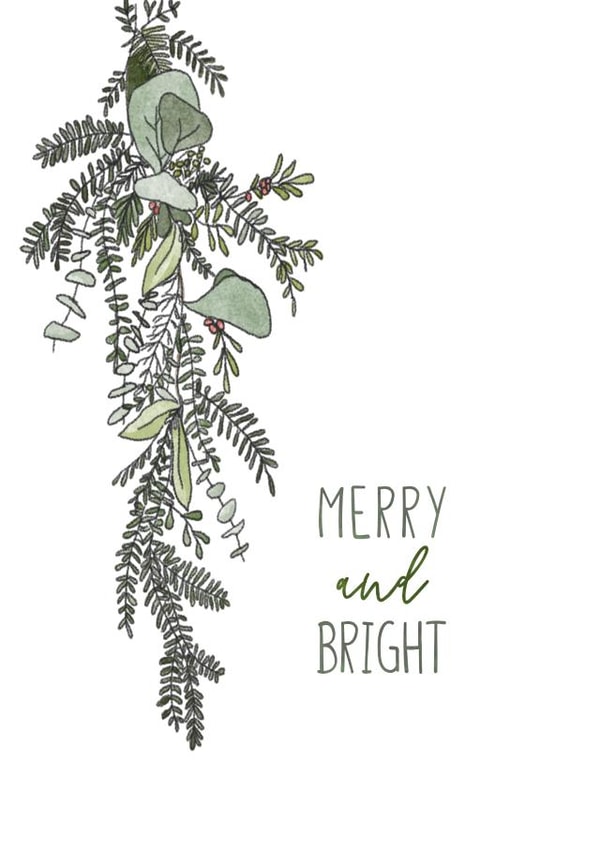 Merry and Bright Christmas Card created by Laura Jayne Lettering