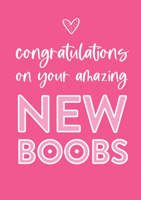 Bright Pink New Boobs card created by Always Sparkle