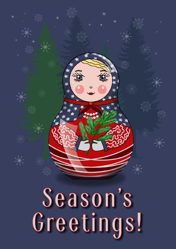 Russian doll season greetings created by JuliaUKdigital