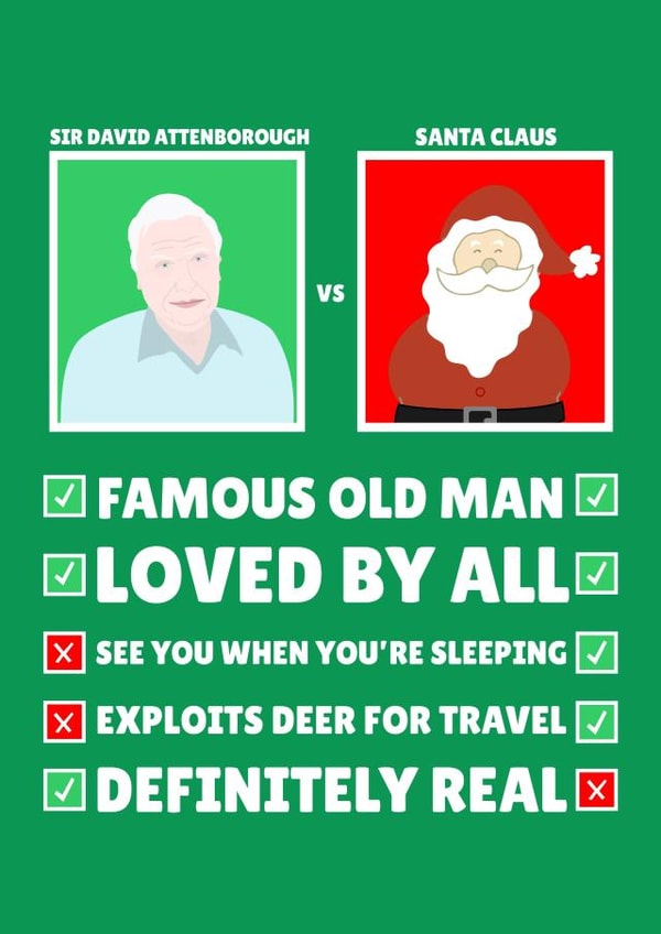 David Attenborough VS Santa Claus Funny List  created by PopDogShop