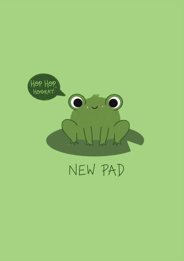 Cute Frog Pun New Home Card - Frog - Hop Hop Hooray - New Pad created by Georgia Millac
