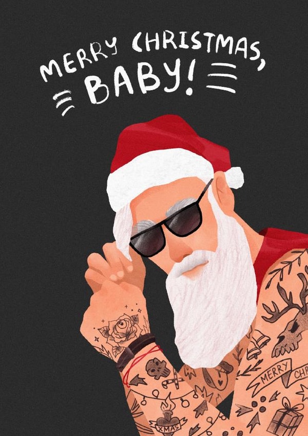 Rock-n-Roll Santa Claus Christmas Card 1000 created by Katerina Kilaniants