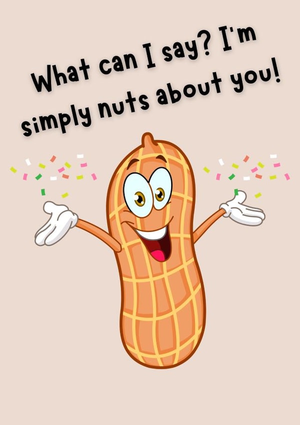 Happy peanut " I Love You " greeting card. created by Darren Kruzan