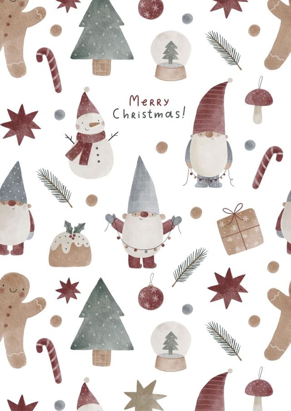 Merry Christmas! Christmas gnomes, snowman, gingerbread created by Nadya Barkova