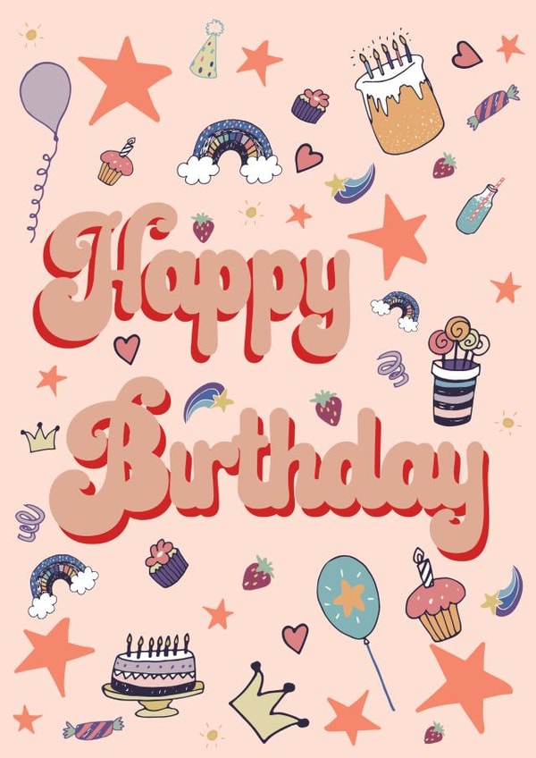 Happy Birthday Card Pink created by Summer Lane Studio