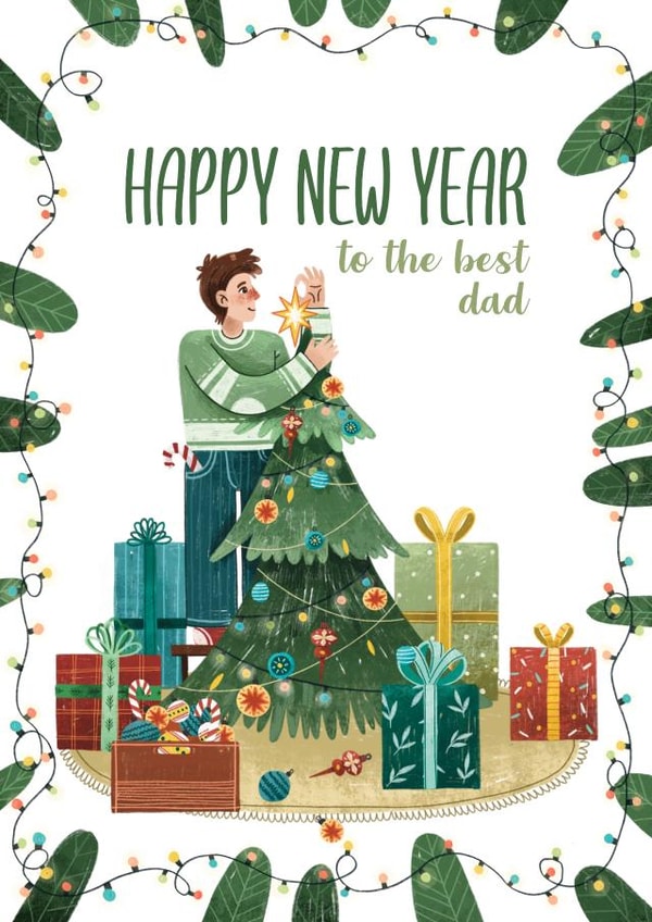 Happy New Year to the best dad card created by Bogdana Lazarieva
