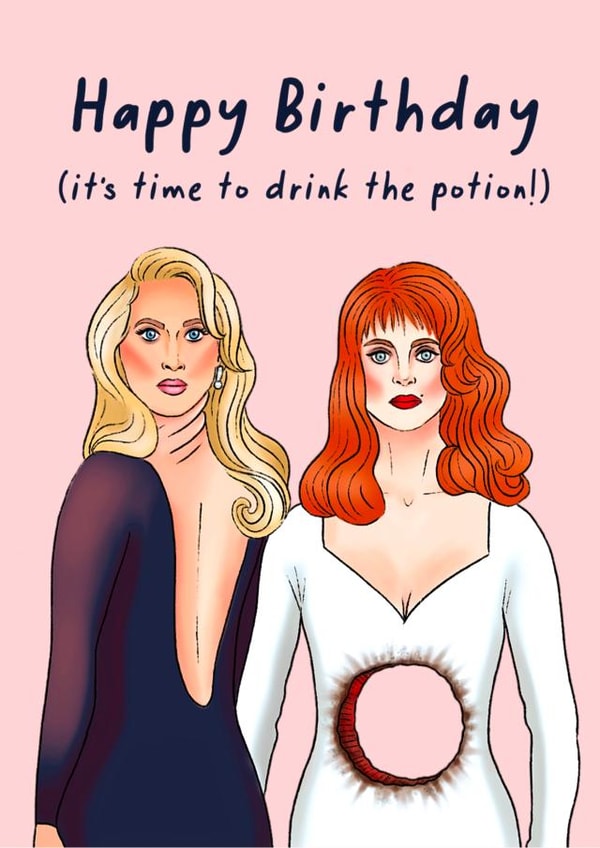 Death becomes her 90’s nostalgia birthday card! created by Swish & Scribble
