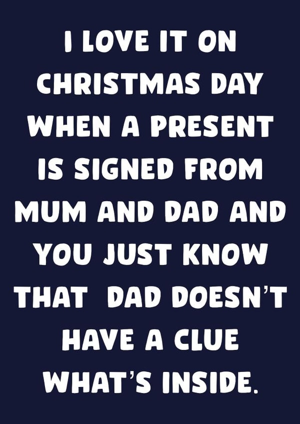 Christmas Day - Funny - Cheeky - Parents - Mum and Dad - Signed from Mum and Dad - Christmas Card created by Pink + Pip