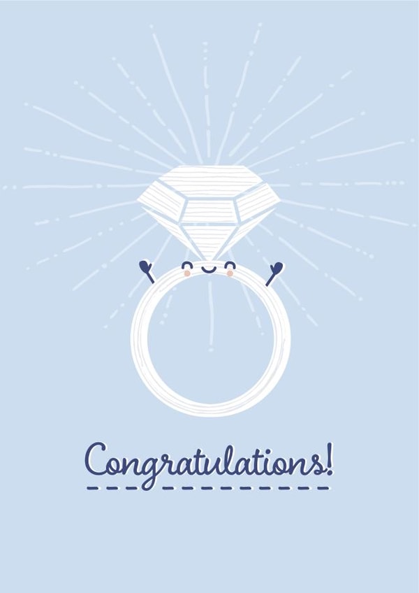 Engagement Card with Cute Ring - Congratulations engagement card created by Small Dots