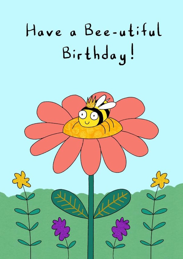 Happy Bee Birthday Card created by Penelope O'Neill Illustration