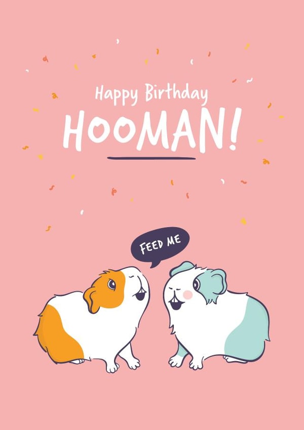 Funny Guinea Pig Birthday Card to the Hooman created by Goofy Guineas
