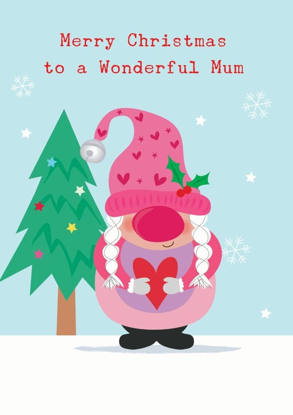 Christmas Gonk Wonderful Mum greeting card created by YTR Studios (Yasmin Tara)