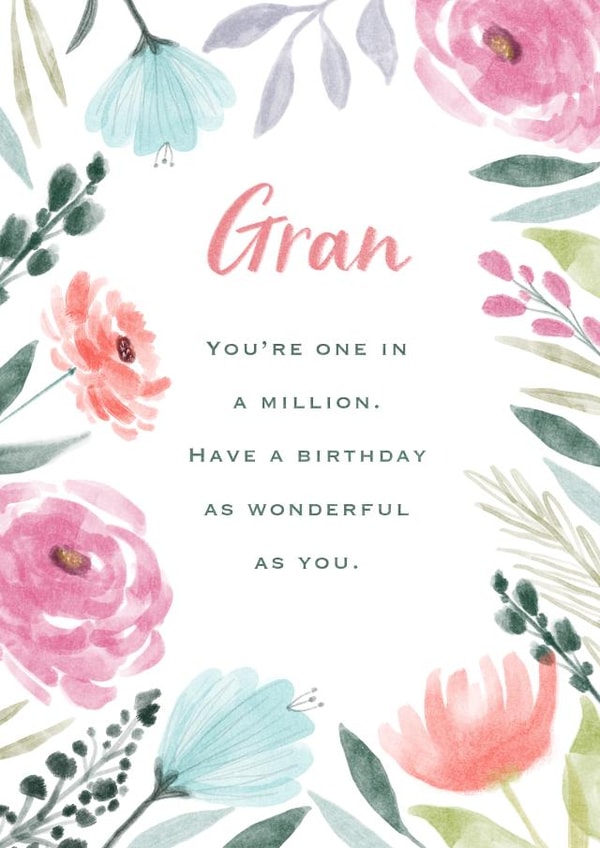 Pretty Birthday Card - For Gran - Floral - Heartfelt created by Dalia Clark Design