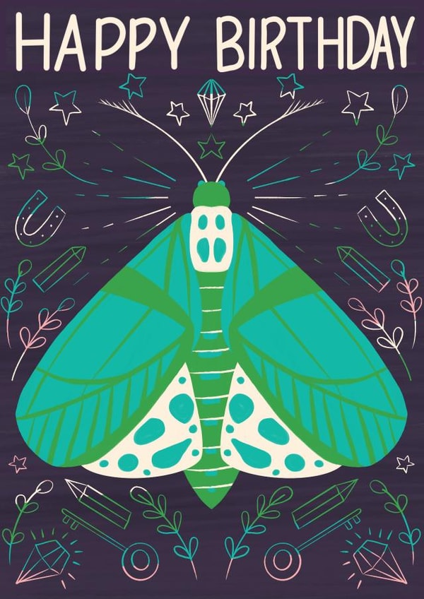Happy Birthday Mystic Moth Magical Insect Bugs created by @SarahPriceDesigns