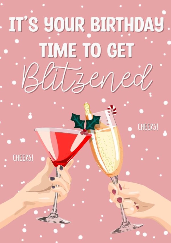 December birthday cheers card created by The Girl Next Draw Cards