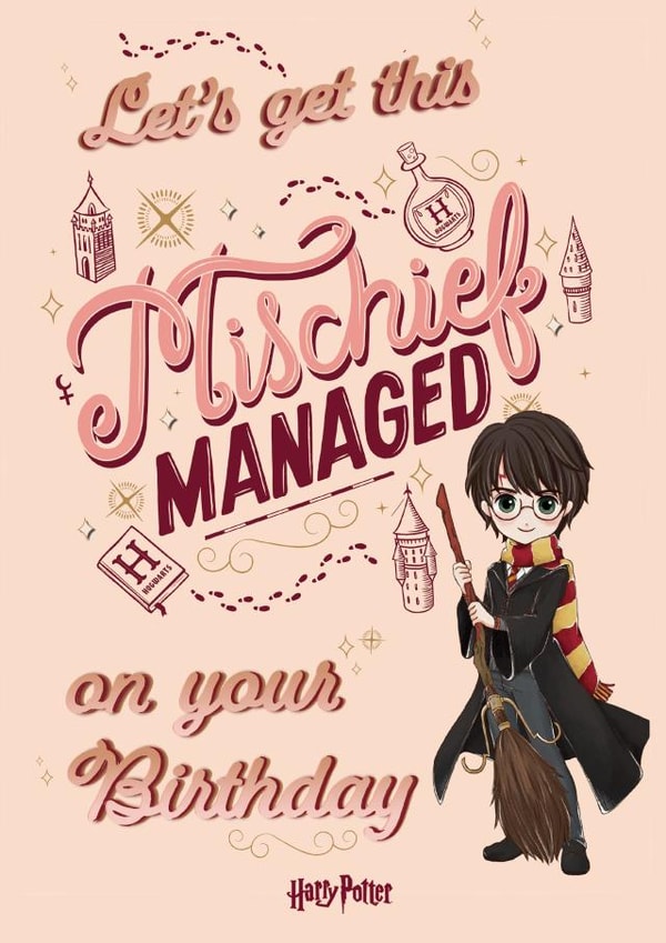 Mischief Managed Harry Potter Birthday Card created by Cardology