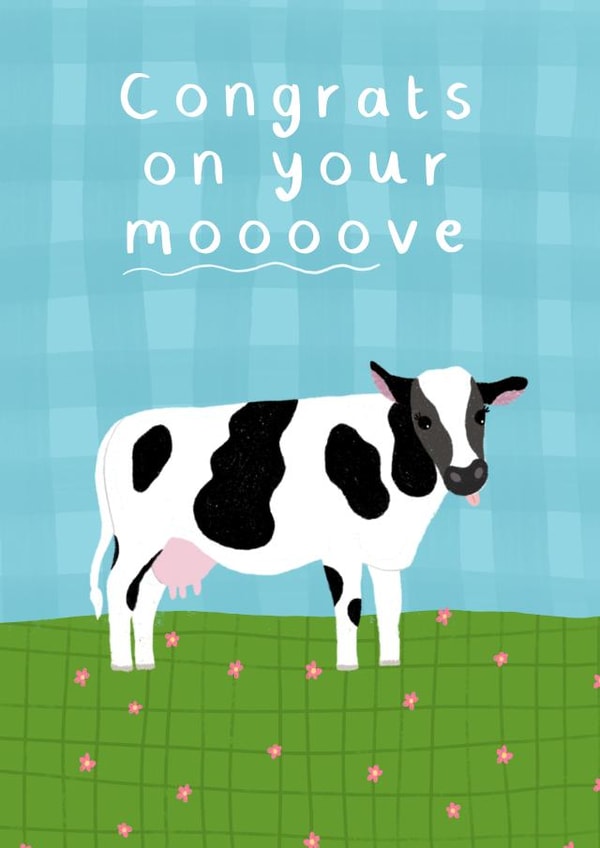 Funny Cow Pun New Home Card - Congrats On Your Moooove created by Caitlin Makes Things