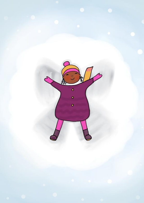 Snow Angel Winter Christmas Card for Girls created by Afritistic