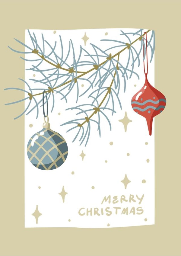Christmas card with coniderous branch created by Alyona Shirokova