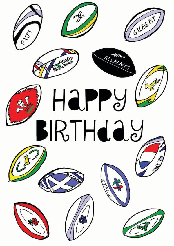 Rugby Birthday cards created by A Ray of Sunshine Cards