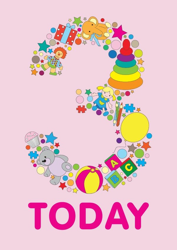 3 Today Girls Birthday Card created by mrs L cards