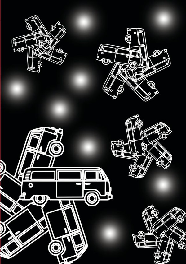 Campervan Snowflake Christmas card created by Nick Le Sueur Designs
