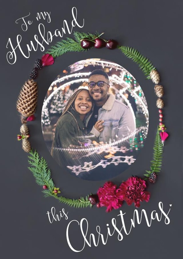 Classic Christmas Card - Husband - Wreath created by Love Lila Photography