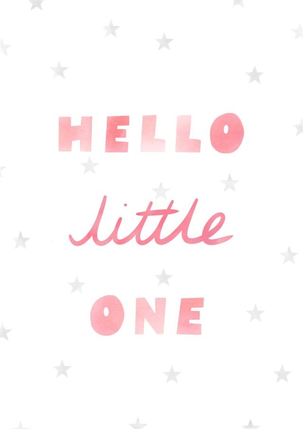 Hello Little One Card - New Baby Girl Card - Pink New Baby Card - Classic Baby created by Stilus