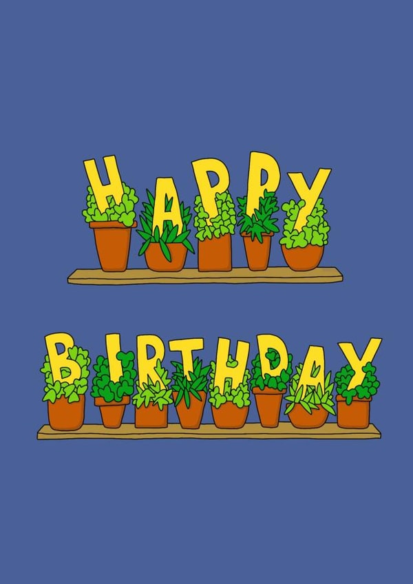 Birthday Pot Plants created by Tom Delves Illustration 
