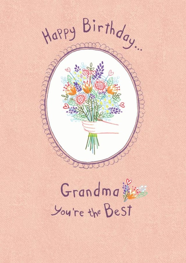 The best Grandma pretty bunch of flowers Birthday card created by Dawn Quigg Illustration