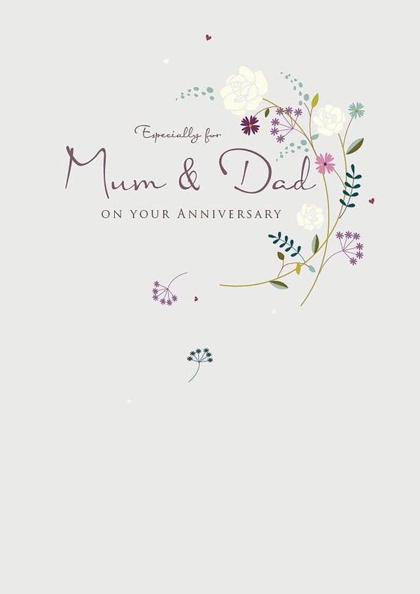 Traditional Floral Anniversary Card - Parents - Mum & Dad - Especially For Mum & Dad On Your Anniversary created by Peony Rose Design