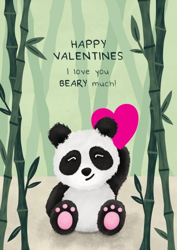 Cute Panda Valentines Day Card created by Bev O'Connor || @oconnordesign