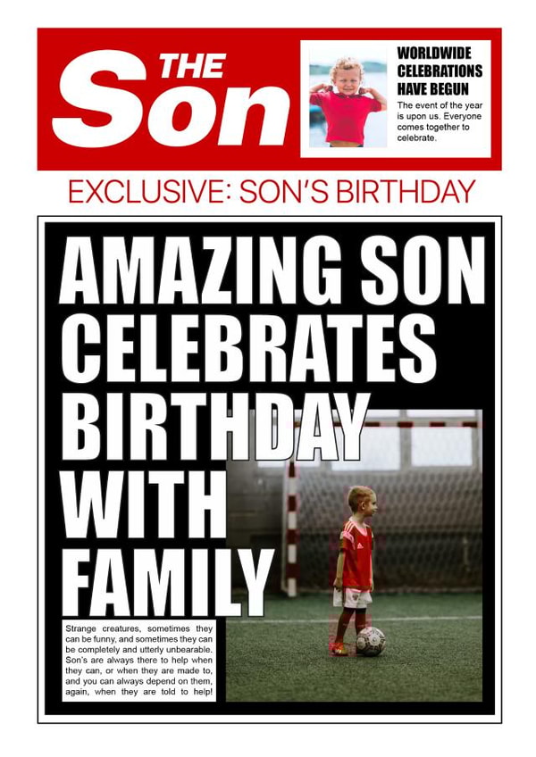 News son Birthday Personalised Photo Card 22036 created by Rosewood Design