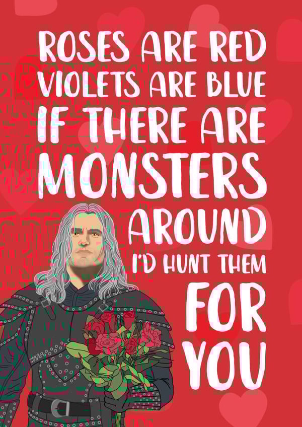 Roses Are Red The Witcher Valentine's Day Card created by The Cake Thief