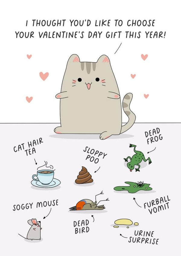 Funny Valentine's Day Cat Gift card! created by Evie Garnett Designs