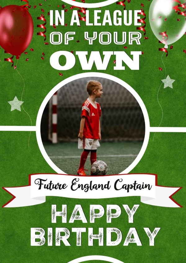 Football Child Birthday Personalised Photo Card 15465 created by Kerrylovescards