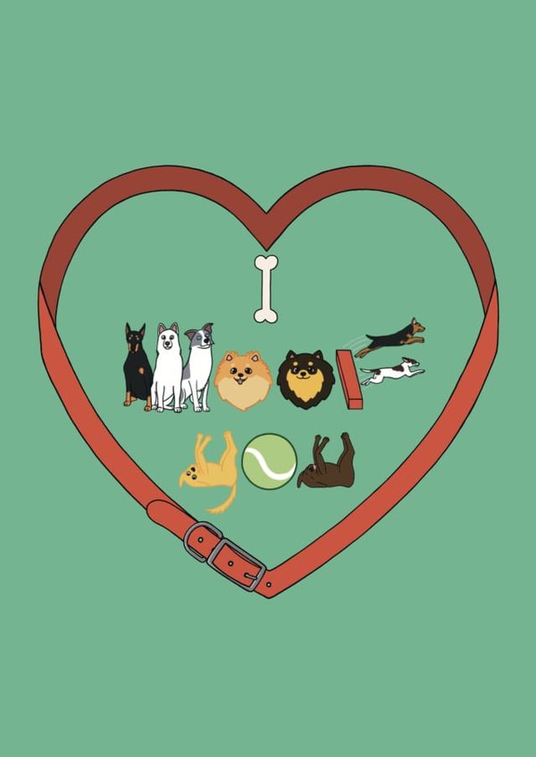 I woof you Valentine's Day card created by @hairheadsart