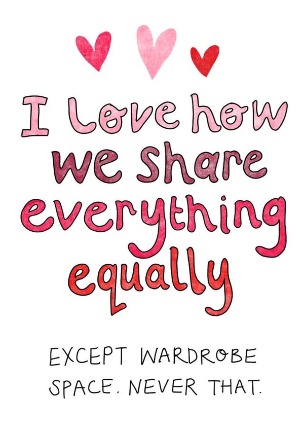 Wardrobe space Valentines card  created by Rosie Johnson Illustrates