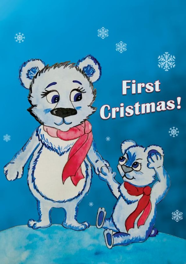 Polar bears wish you a happy first christmas created by Julia BU