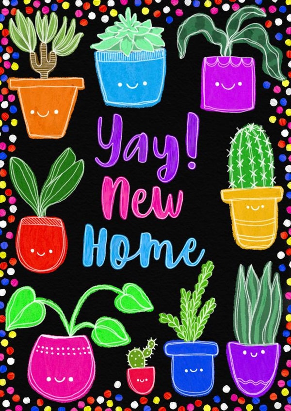 Cute House Plants New Home Card - Yay! New Home created by Lois Fitzy