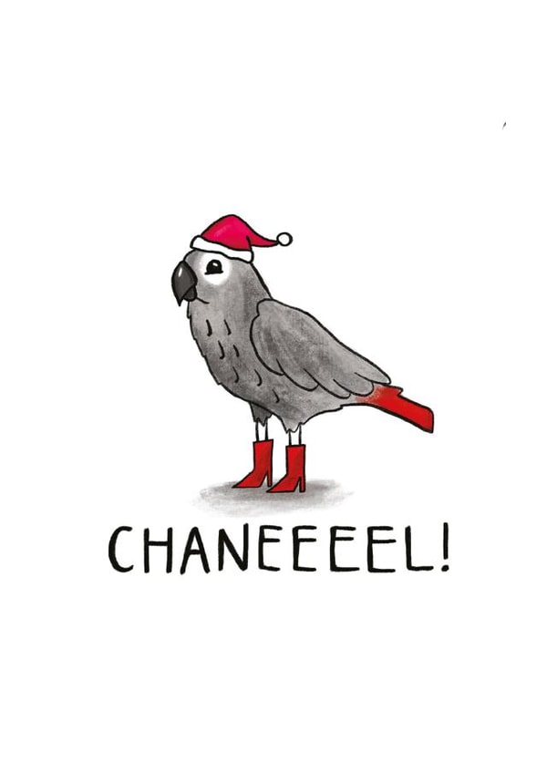 Funny - Meme - Chanel African Grey Parrot - Pun - Chanel - Noel - Bird - Santa Hat - Christmas Card created by Odd Socks