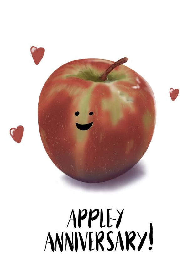 Apple-y anniversary card created by Cheerful Sheep