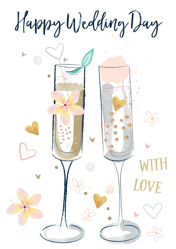 Happy Wedding Day with love - Champagne wedding card created by Katie Phythian Design