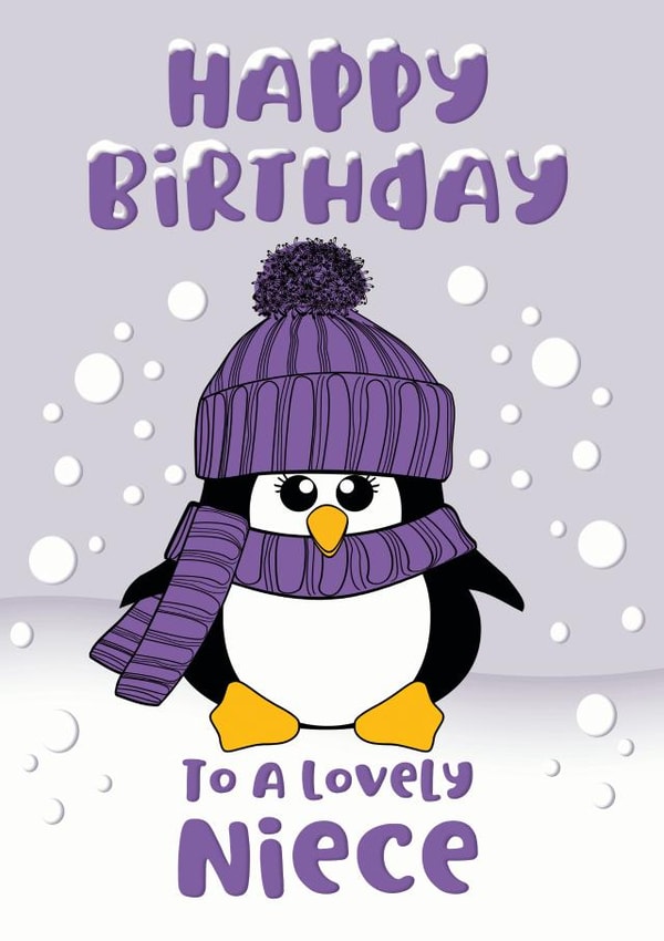 Winter Penguin Birthday Card for a lovely Niece created by Krimbles