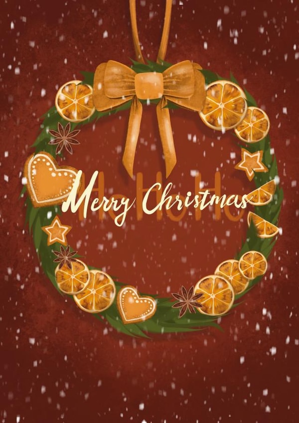 Christmas wreath with oranges and gingerbread created by Anna Solodova