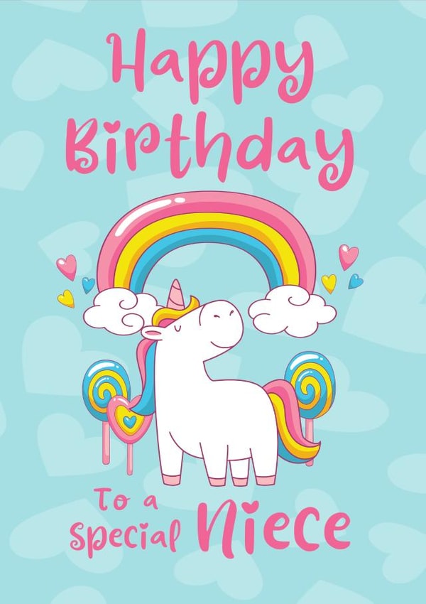 Happy Birthday Unicorn card for a Special Niece created by Crystal Star Gift Shop