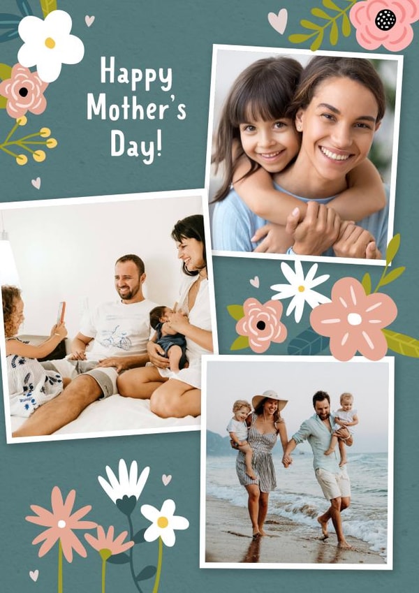 flowers pretty Mothers Day Personalised Photo Card 11847 created by Evie Garnett Designs