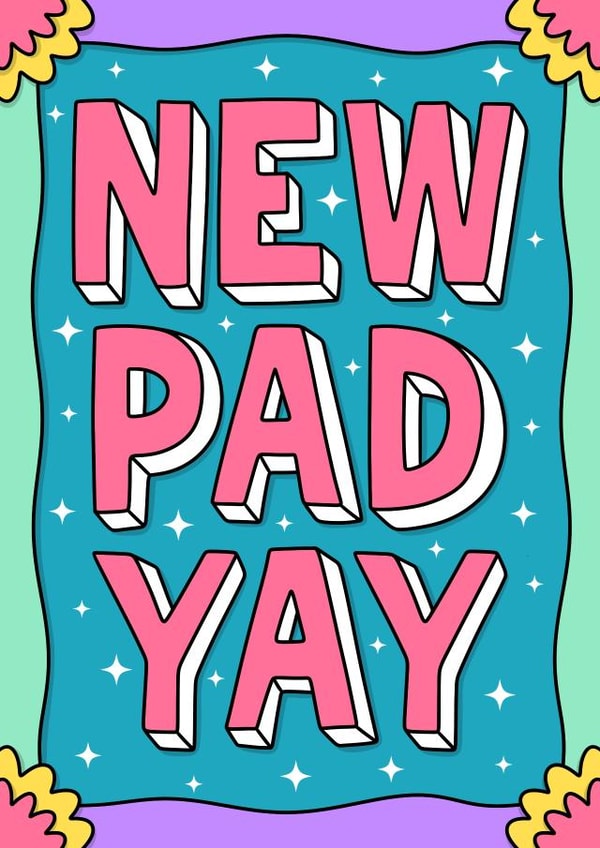 Cool Contemporary New Home Card - Pad - New Pad Yay created by Wafflemamaart