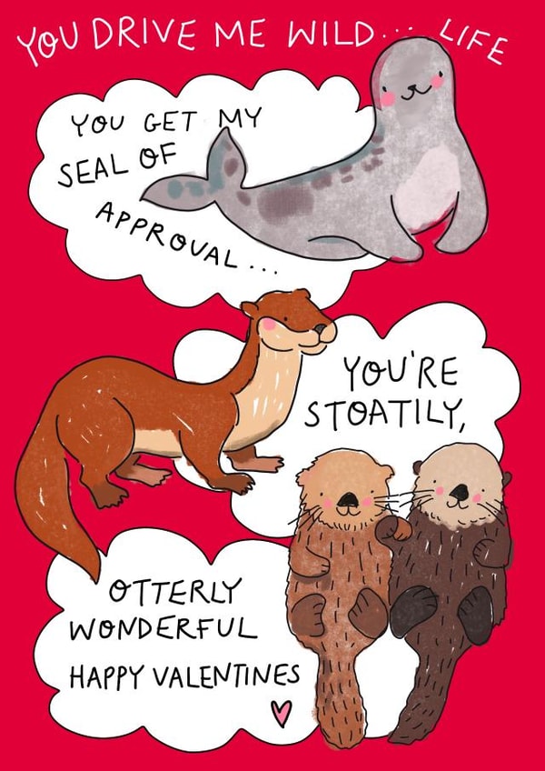 You drive me wild(life) Valentine’s card created by Rosie Johnson Illustrates